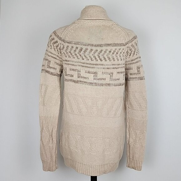 TNA Women's Knit Cream Taupe Lambs Wool Cowichan Zip Up Cardigan Pockets Size S - Picture 2 of 15